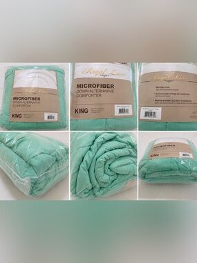 🆕 Royal Luxe Turquoise King Microfiber Down Alternative Comforter 104” x 88”